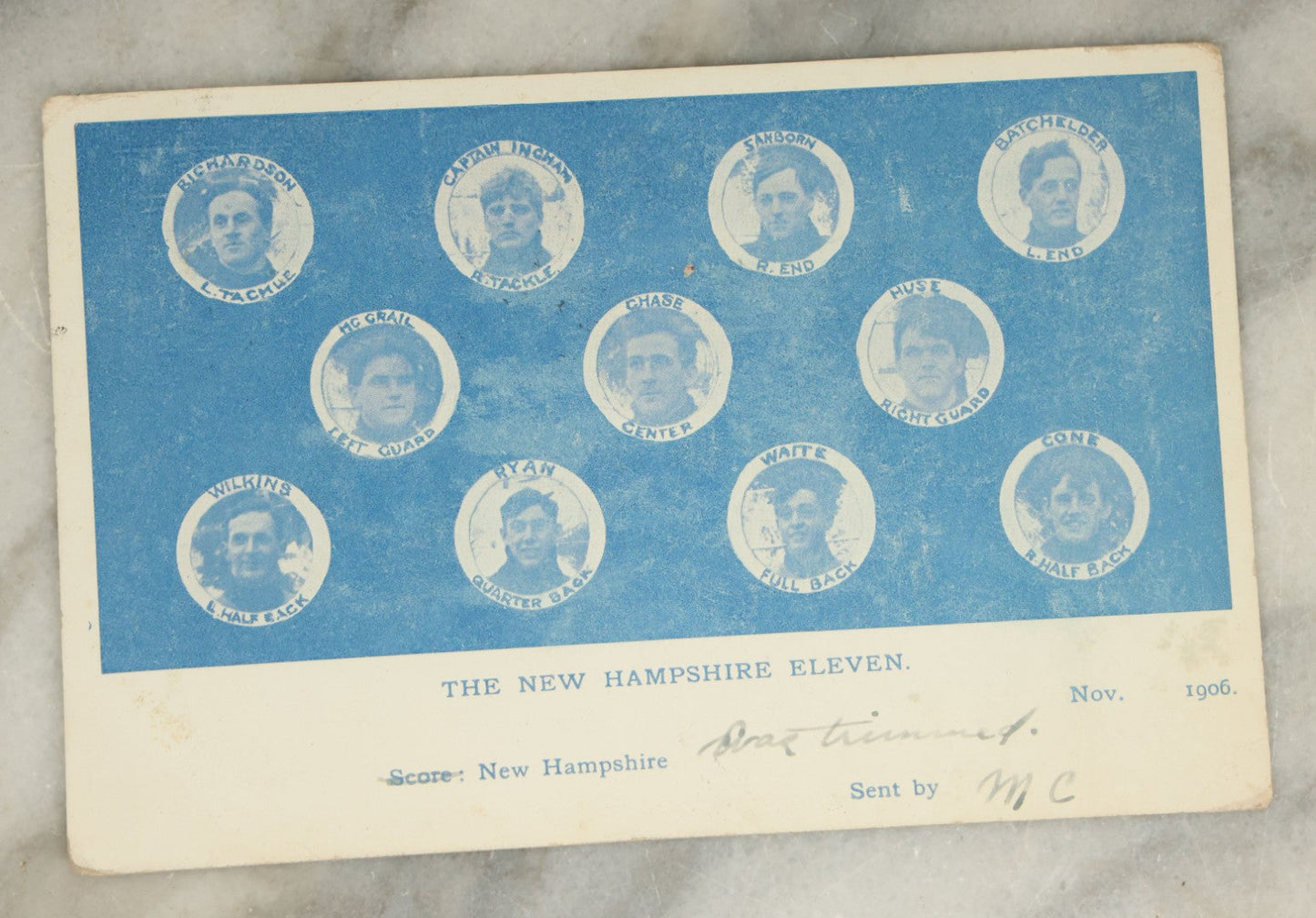 Lot 117 - Grouping Of Seven Antique Postcards Related To College Sports, Football, Basketball, Etc., Dartmouth College, New Hampshire, Early 20th Century