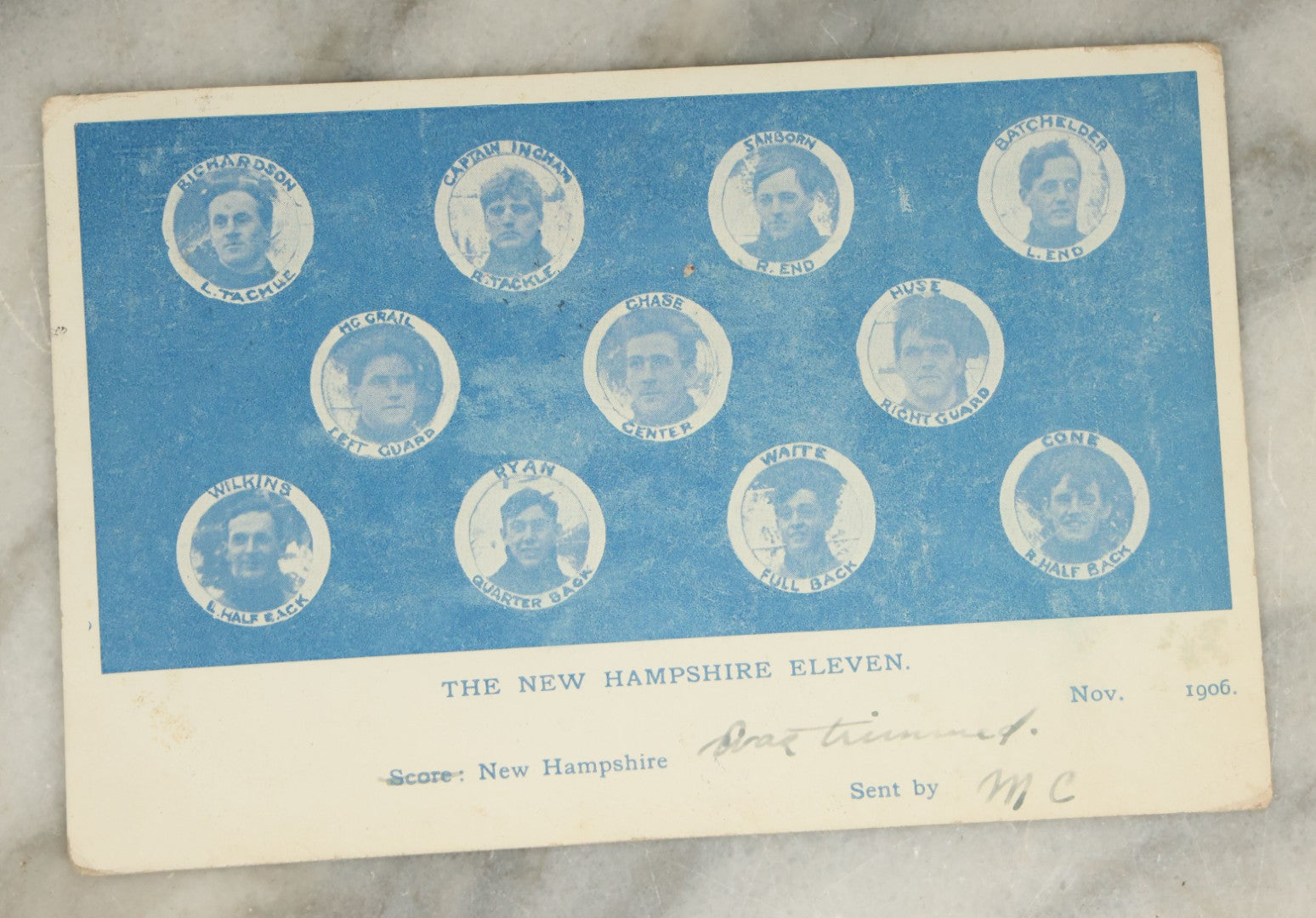 Lot 117 - Grouping Of Seven Antique Postcards Related To College Sports, Football, Basketball, Etc., Dartmouth College, New Hampshire, Early 20th Century