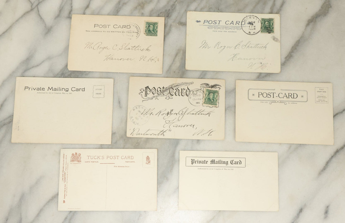 Lot 117 - Grouping Of Seven Antique Postcards Related To College Sports, Football, Basketball, Etc., Dartmouth College, New Hampshire, Early 20th Century