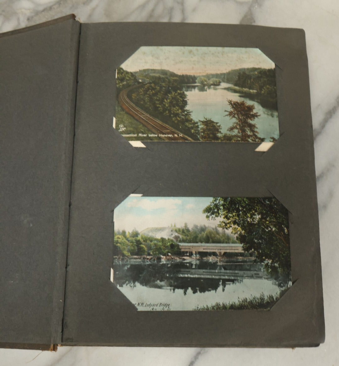 Lot 118 - Large Antique Postcard Album With 125+ Antique Postcards, Mostly Relating To Locations, Landmarks, Including Old Orchard Beach, Maine, Dartmouth College, New Hampshire, Other New England Scenes, All Postcards Pictured