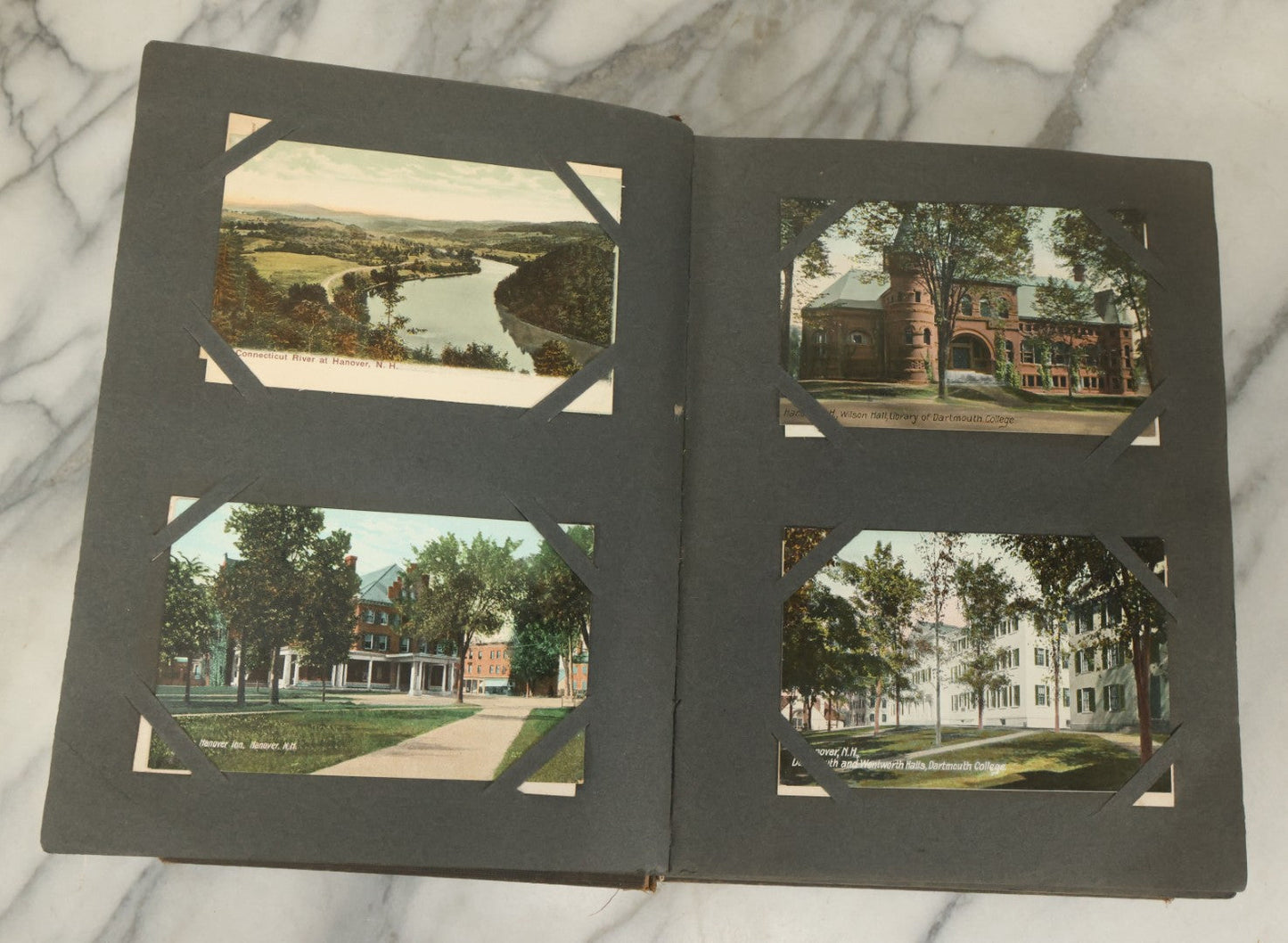 Lot 118 - Large Antique Postcard Album With 125+ Antique Postcards, Mostly Relating To Locations, Landmarks, Including Old Orchard Beach, Maine, Dartmouth College, New Hampshire, Other New England Scenes, All Postcards Pictured