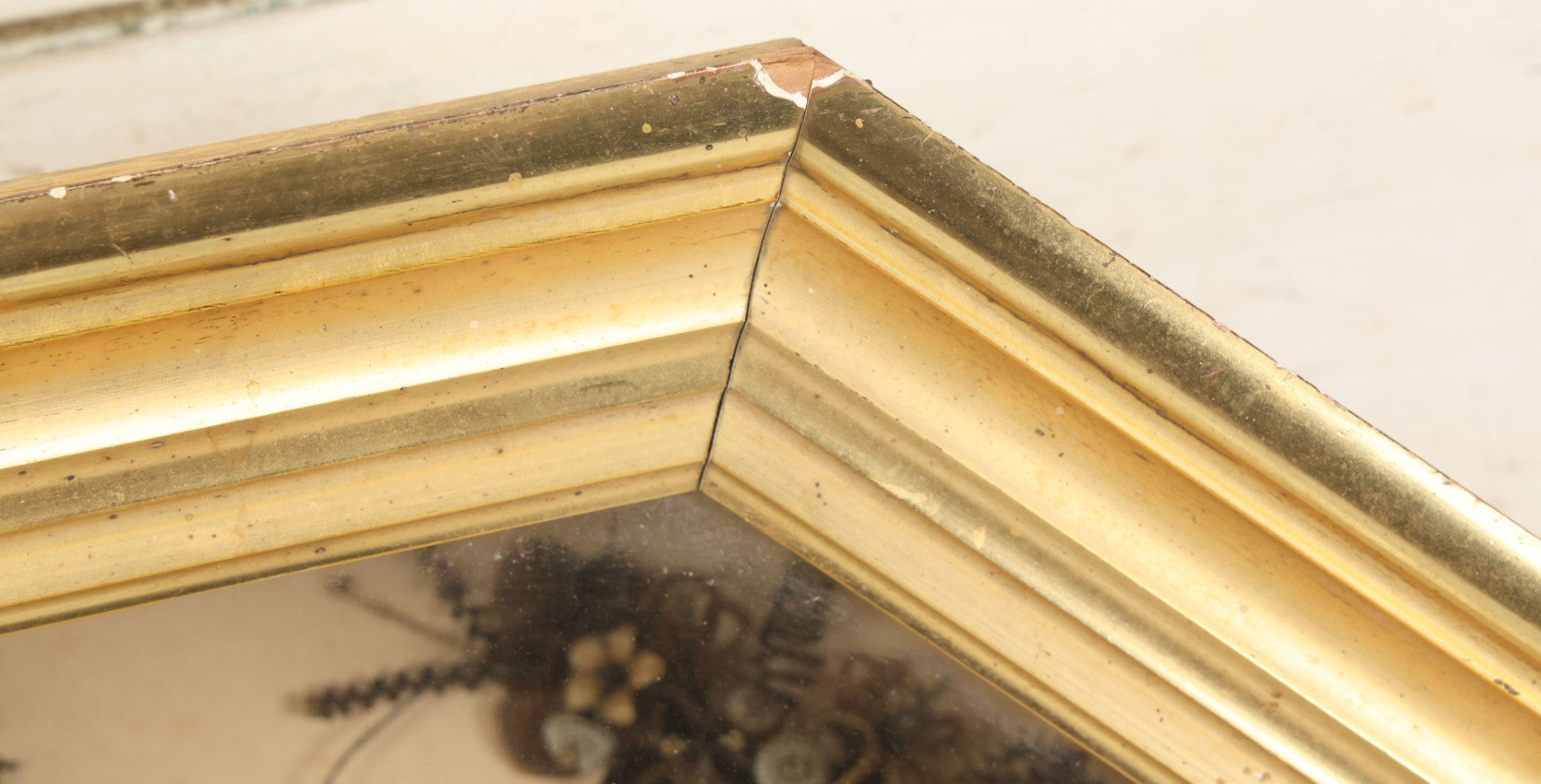 Lot 001 - Antique Victorian Human Hair Work Wreath In Octagon Shadow Box With Paper Label From J.D. Powers' Photograph Rooms, Springfield, Vermont, 20" x 20" x 6"