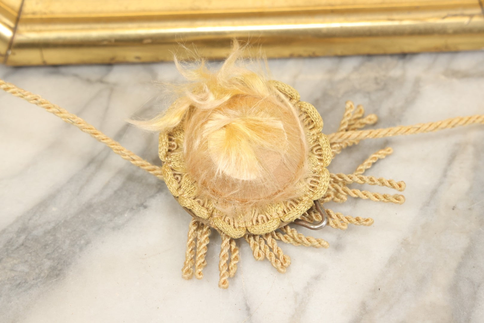 Lot 001 - Antique Victorian Human Hair Work Wreath In Octagon Shadow Box With Paper Label From J.D. Powers' Photograph Rooms, Springfield, Vermont, 20" x 20" x 6"