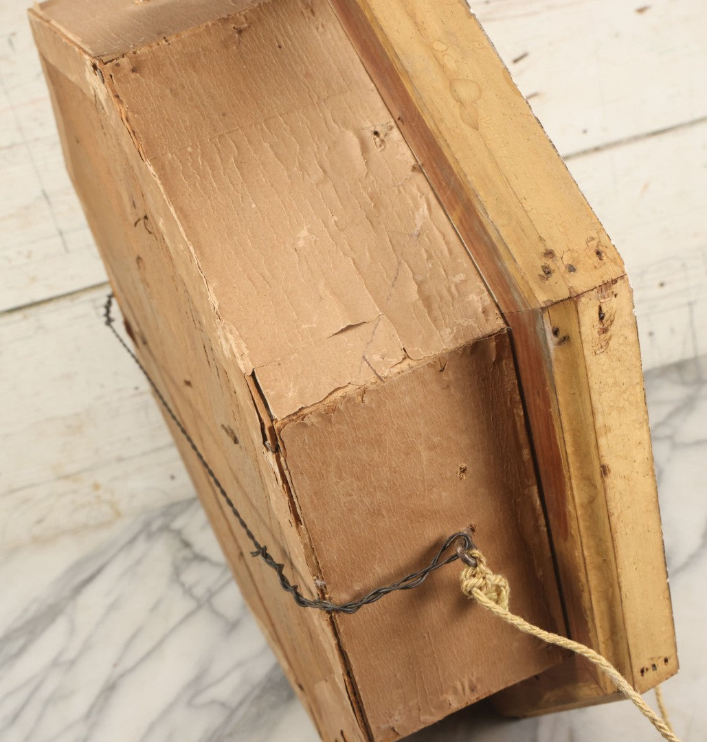 Lot 001 - Antique Victorian Human Hair Work Wreath In Octagon Shadow Box With Paper Label From J.D. Powers' Photograph Rooms, Springfield, Vermont, 20" x 20" x 6"