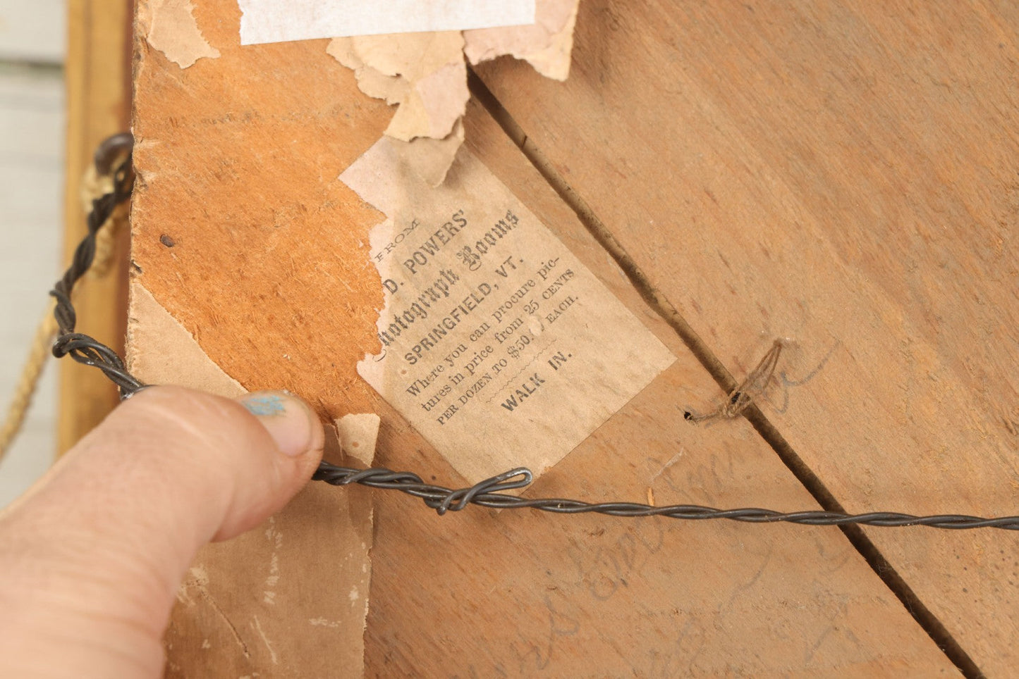 Lot 001 - Antique Victorian Human Hair Work Wreath In Octagon Shadow Box With Paper Label From J.D. Powers' Photograph Rooms, Springfield, Vermont, 20" x 20" x 6"