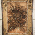 Lot 002 - Antique Victorian Human Hair Work Shadowbox In Ornate Gesso Frame With Bow Designs, Ruffled Surround, Many Beaded Embellishments, 14-5/8" x 20-1/2" x 2-1/2"