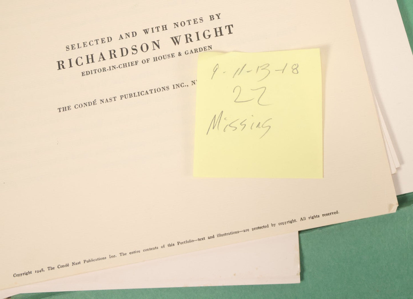 Lot 104 - "House And Garden Revised Portfolio Of Twenty-Five Flower Prints" Selected And With Notes By Richardson Wright, Editor-In-Chief, By The Conde Nast Publications Inc., New York, 1948, Note Only 22 Prints Present, 3 Are Missing
