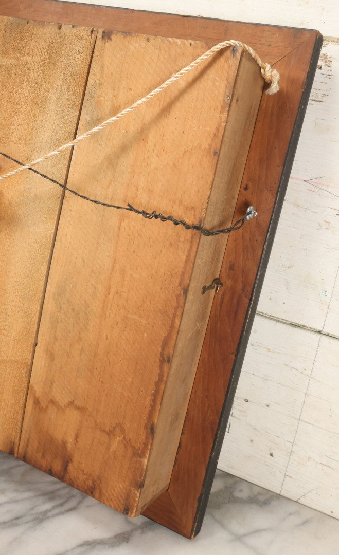 Lot 005 - Antique Victorian Human Hair Work Wreath In Rectangular Shadow Box With White Bow, Center Hair Flower Bouquet, 23-3/4" x 20-3/8" x 3-1/2"