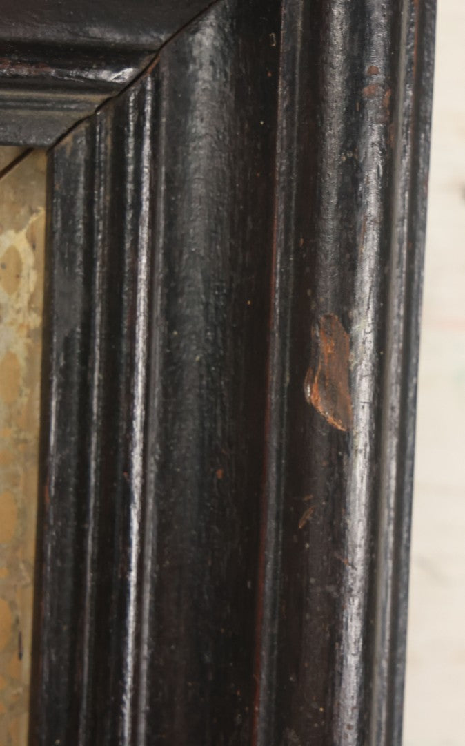 Lot 006 - Antique Victorian Human Hair Work Wreath In Rectangular Shadow Box With Gilt Inner Frame, Horseshoe Shaped Wreath, 16-1/2" x 19-1/2" x 4-3/8"