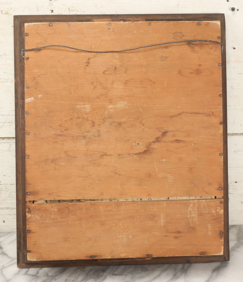 Lot 006 - Antique Victorian Human Hair Work Wreath In Rectangular Shadow Box With Gilt Inner Frame, Horseshoe Shaped Wreath, 16-1/2" x 19-1/2" x 4-3/8"