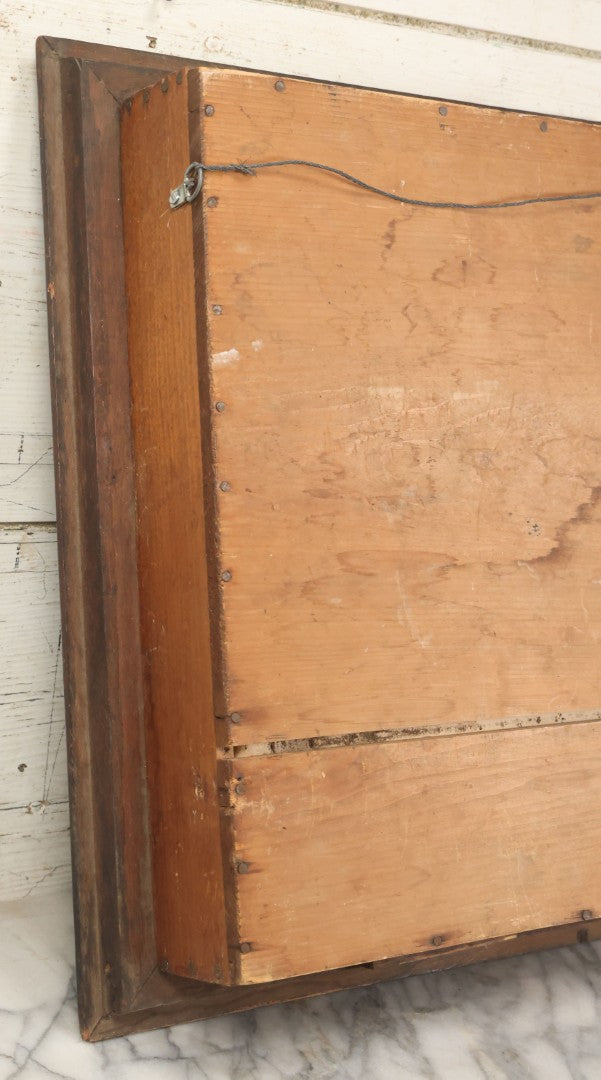 Lot 006 - Antique Victorian Human Hair Work Wreath In Rectangular Shadow Box With Gilt Inner Frame, Horseshoe Shaped Wreath, 16-1/2" x 19-1/2" x 4-3/8"