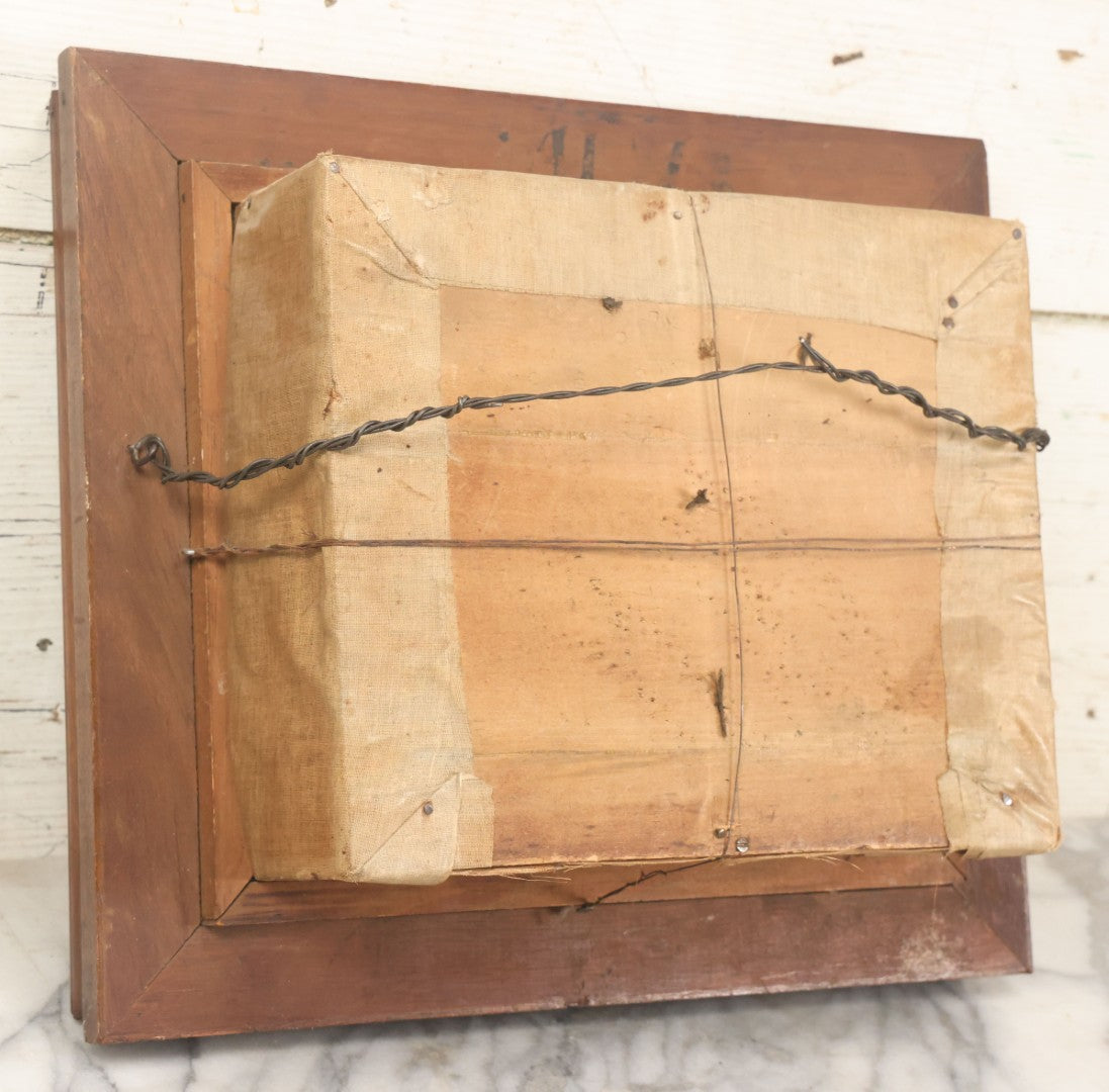 Lot 007 - Antique Victorian Human Hair Work Wreath In Rectangular Shadow Box With Center Flower Bouquet, Heart Shaped Wreath, 11-1/2" x 13-3/8" x 5"