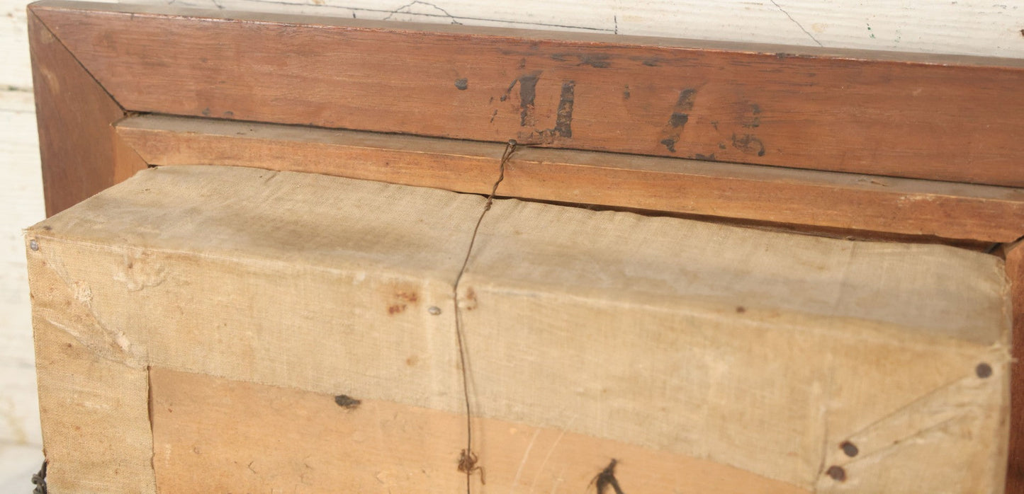 Lot 007 - Antique Victorian Human Hair Work Wreath In Rectangular Shadow Box With Center Flower Bouquet, Heart Shaped Wreath, 11-1/2" x 13-3/8" x 5"