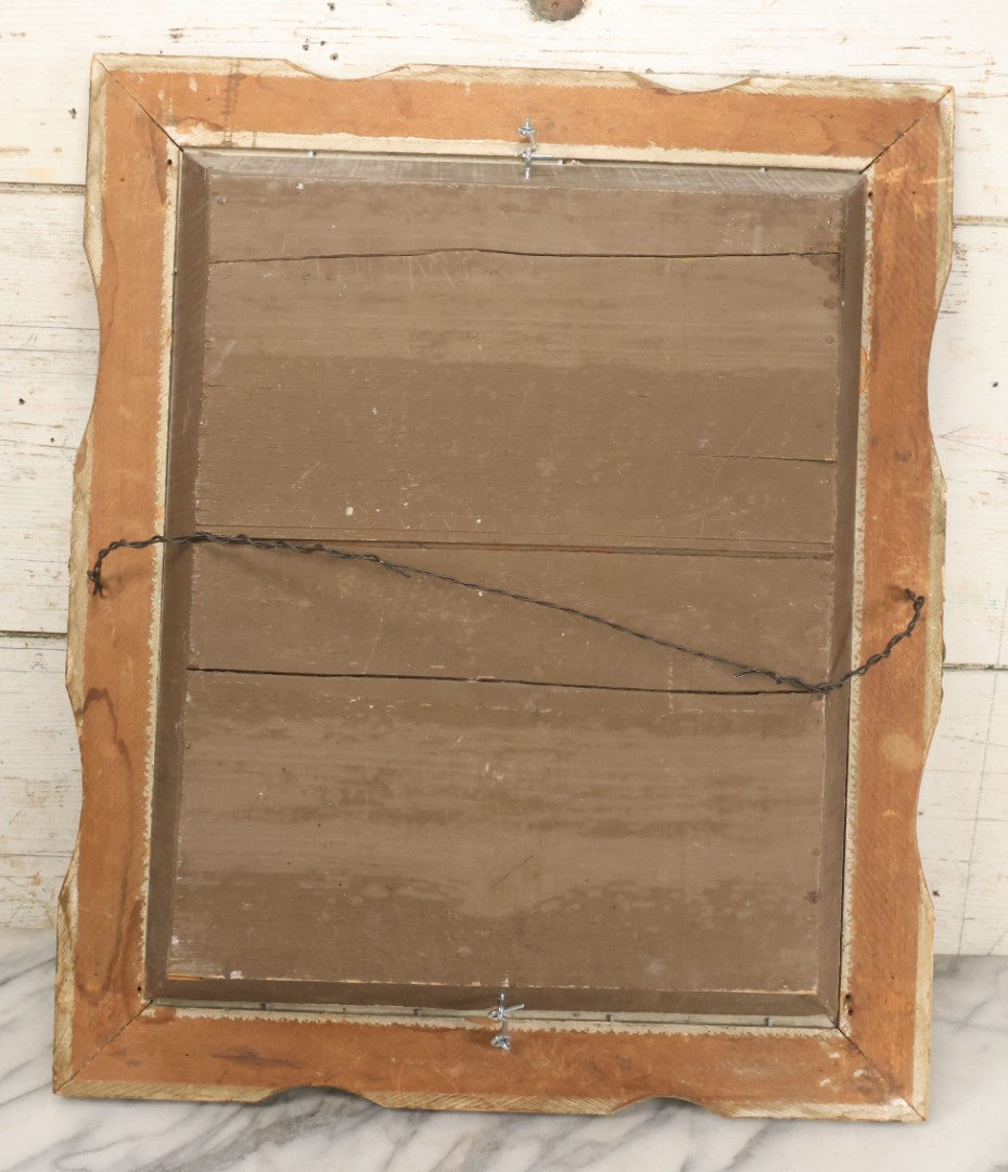 Lot 009 - Antique Victorian Wedding Commemoration Shadow Box With Lace Wedding Veil, Faux Floral Adornments, Cabinet Card Photograph Of Couple At Center, In Gesso Frame, 20-1/2" x 24-1/2" x 3-3/4"