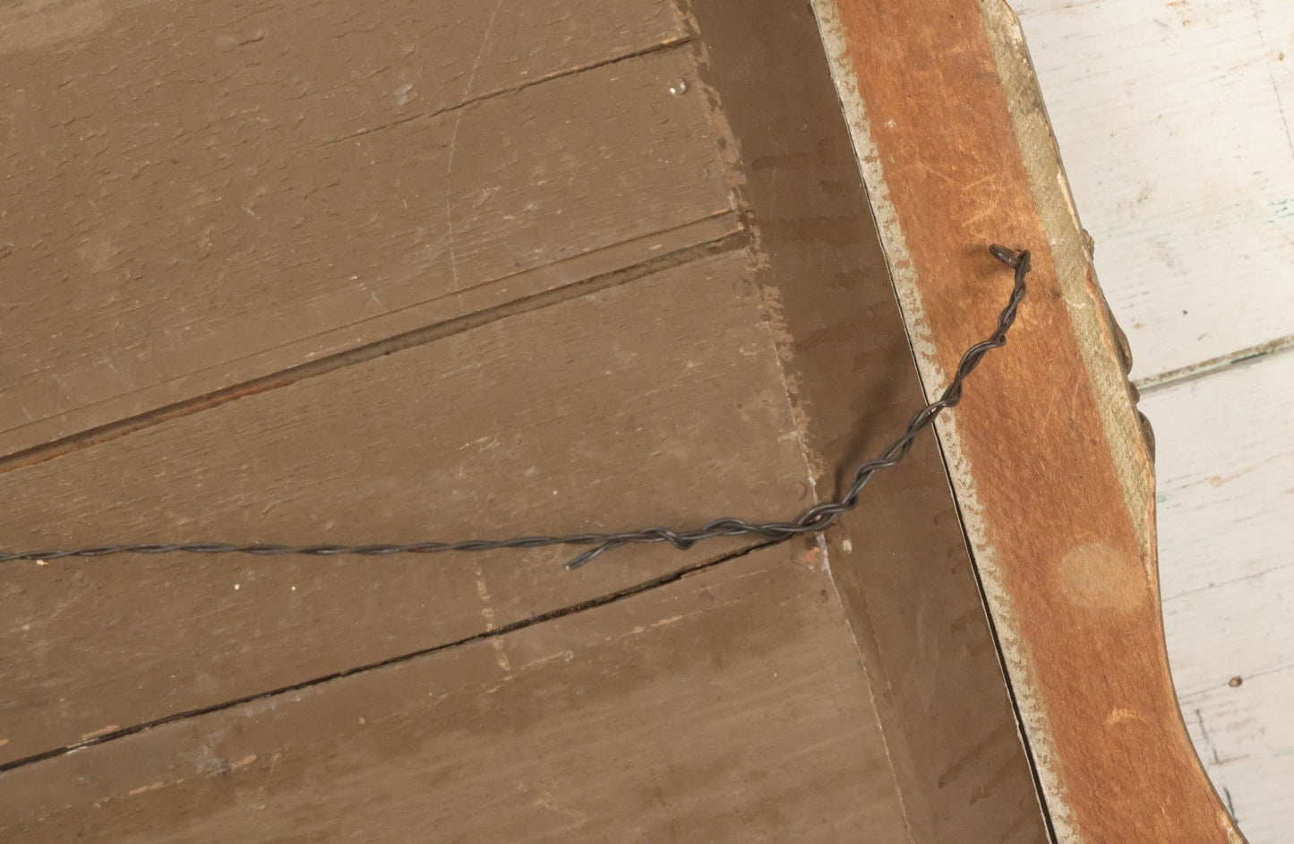 Lot 009 - Antique Victorian Wedding Commemoration Shadow Box With Lace Wedding Veil, Faux Floral Adornments, Cabinet Card Photograph Of Couple At Center, In Gesso Frame, 20-1/2" x 24-1/2" x 3-3/4"