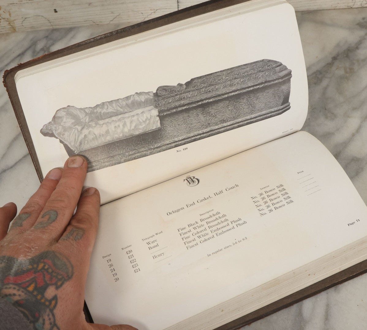 Lot 010 - Antique Thurston Bros. High Grade Burial Cases And Funeral Supplies Casket / Coffin Catalogue, Copyright 1914, South Union, Maine, Printed By Rochester Herald Co., Rochester, New York, 224 Pages