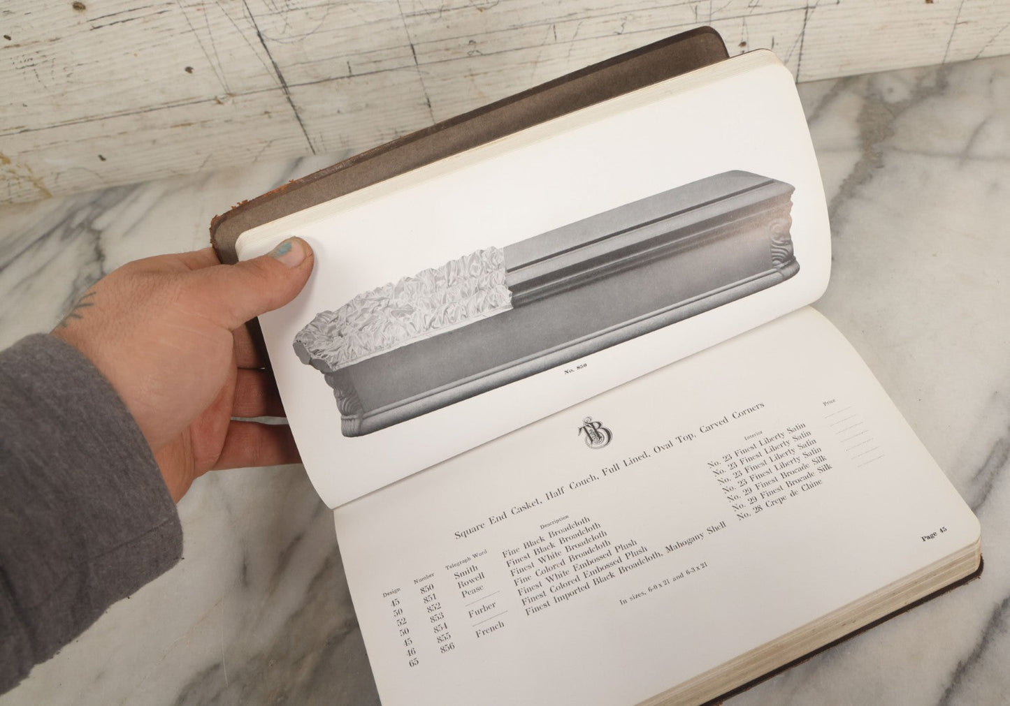 Lot 010 - Antique Thurston Bros. High Grade Burial Cases And Funeral Supplies Casket / Coffin Catalogue, Copyright 1914, South Union, Maine, Printed By Rochester Herald Co., Rochester, New York, 224 Pages