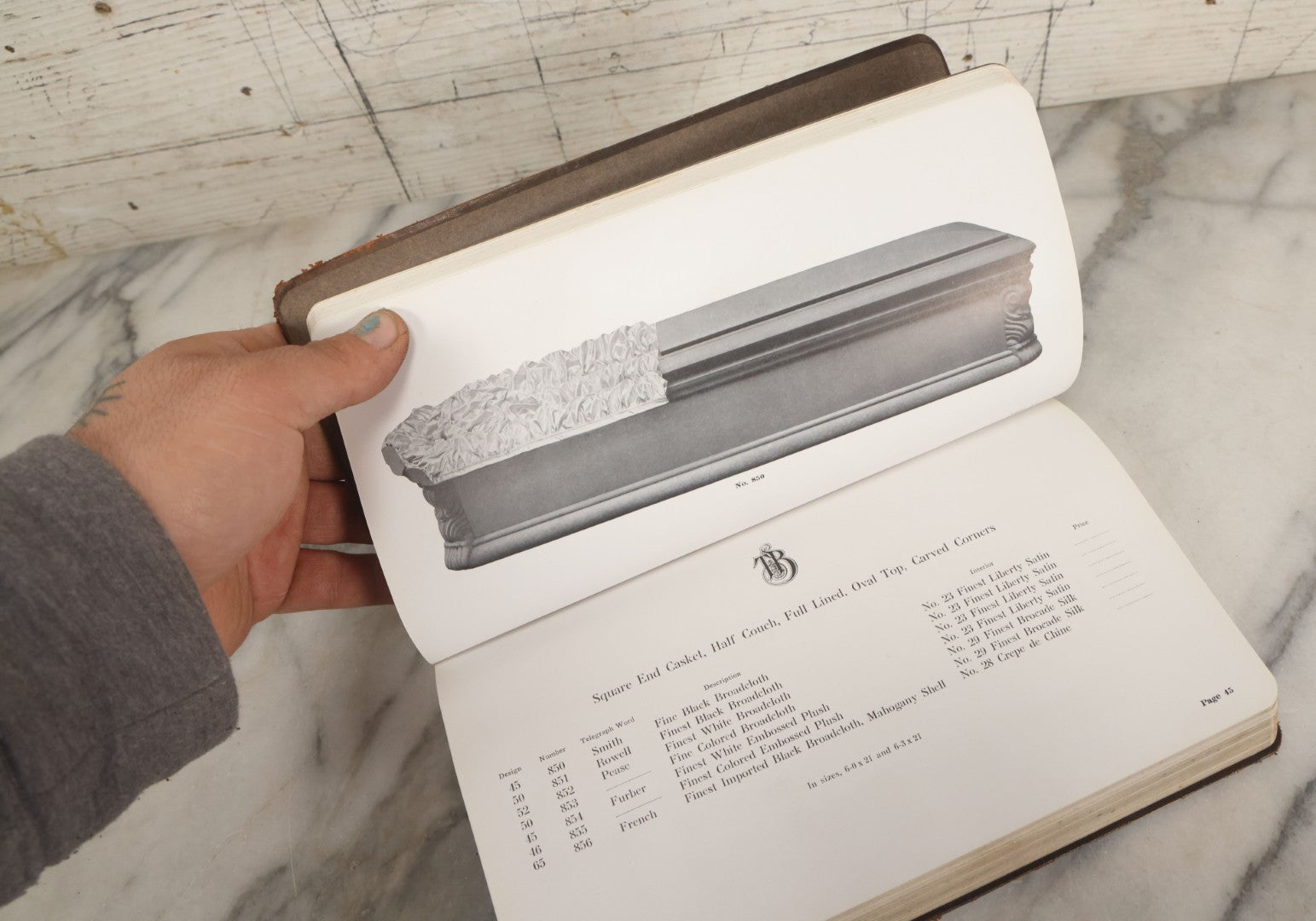 Lot 010 - Antique Thurston Bros. High Grade Burial Cases And Funeral Supplies Casket / Coffin Catalogue, Copyright 1914, South Union, Maine, Printed By Rochester Herald Co., Rochester, New York, 224 Pages