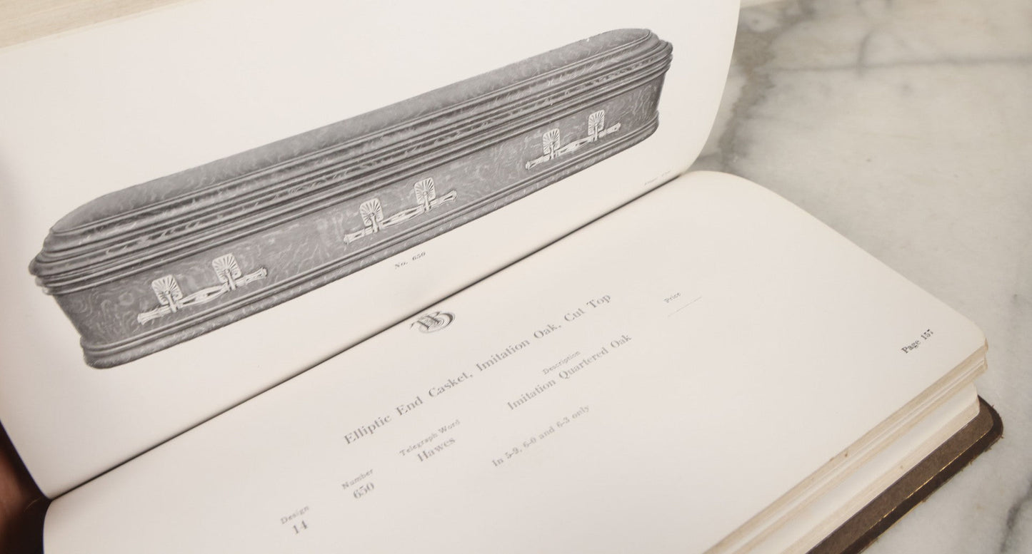 Lot 010 - Antique Thurston Bros. High Grade Burial Cases And Funeral Supplies Casket / Coffin Catalogue, Copyright 1914, South Union, Maine, Printed By Rochester Herald Co., Rochester, New York, 224 Pages