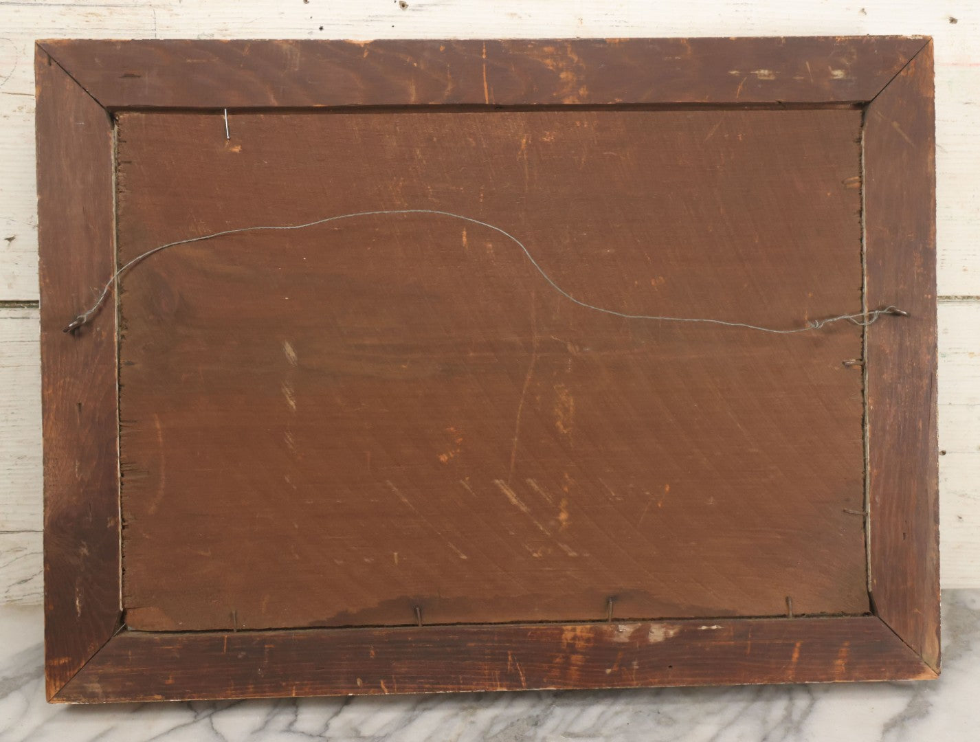 Lot 012 - Antique Oil On Board Painting Of A Winter Country Scene, House At Sunset, Yellow Sky, Barren Trees, 21-/34" x 15-3/4"