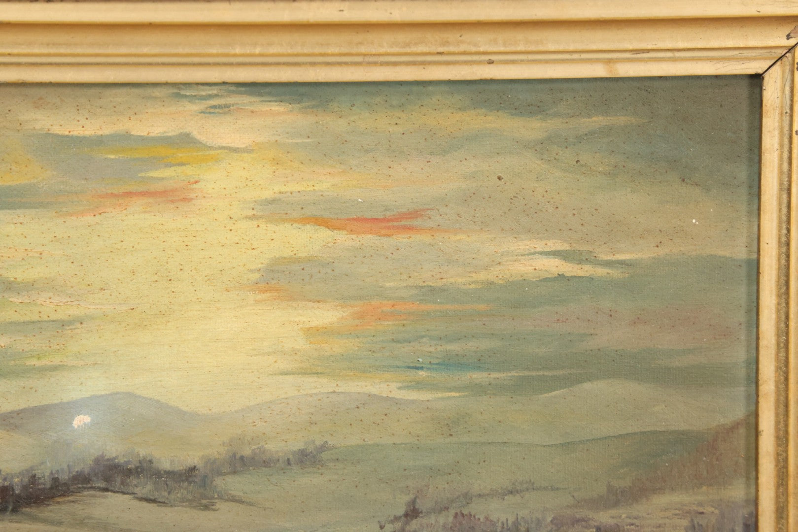 Lot 013 - Vintage Oil On Board Painting Of A Winter Country Scene In The Evening, Titled "December's Twilight," Artist Signed John B. Cabana, Jr., 1962, New Castle, New Hampshire 14-5/8" x 12-3/4"