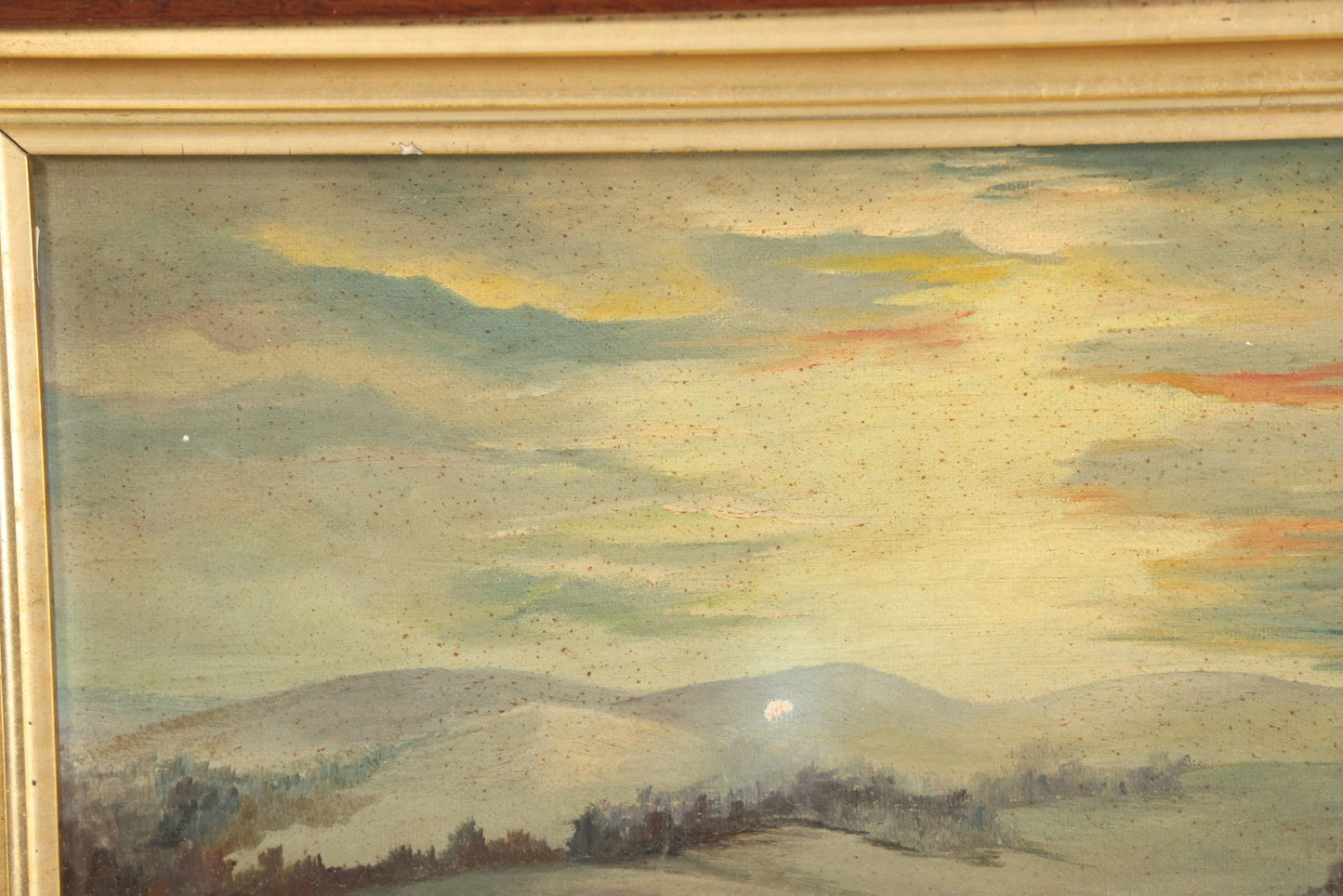 Lot 013 - Vintage Oil On Board Painting Of A Winter Country Scene In The Evening, Titled "December's Twilight," Artist Signed John B. Cabana, Jr., 1962, New Castle, New Hampshire 14-5/8" x 12-3/4"