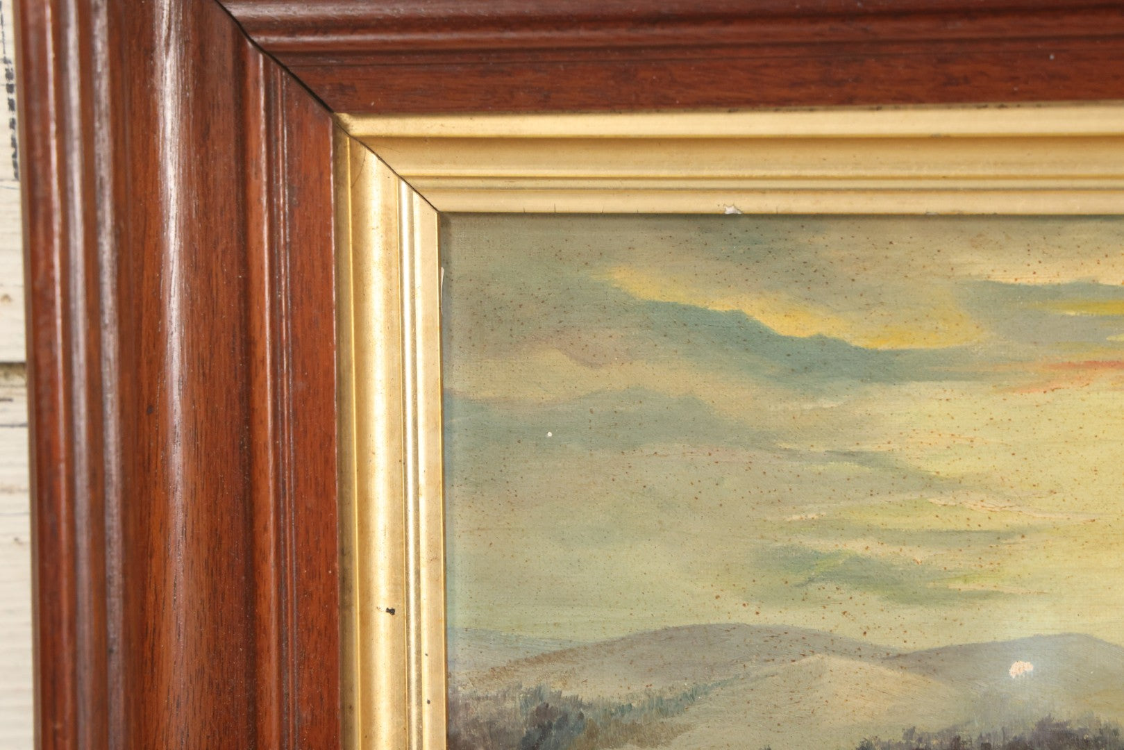 Lot 013 - Vintage Oil On Board Painting Of A Winter Country Scene In The Evening, Titled "December's Twilight," Artist Signed John B. Cabana, Jr., 1962, New Castle, New Hampshire 14-5/8" x 12-3/4"