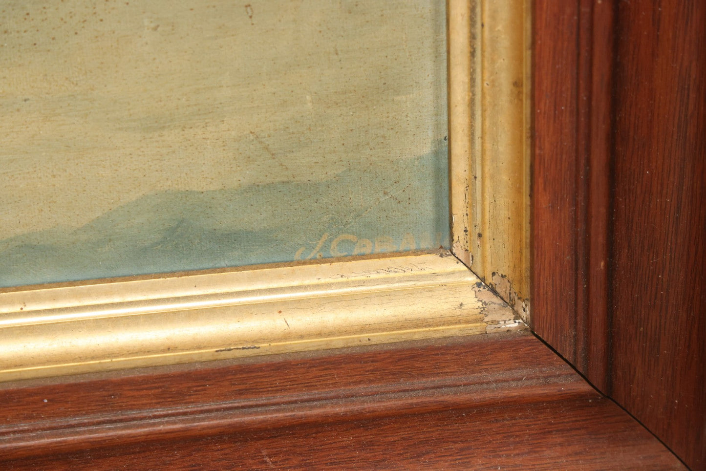 Lot 013 - Vintage Oil On Board Painting Of A Winter Country Scene In The Evening, Titled "December's Twilight," Artist Signed John B. Cabana, Jr., 1962, New Castle, New Hampshire 14-5/8" x 12-3/4"