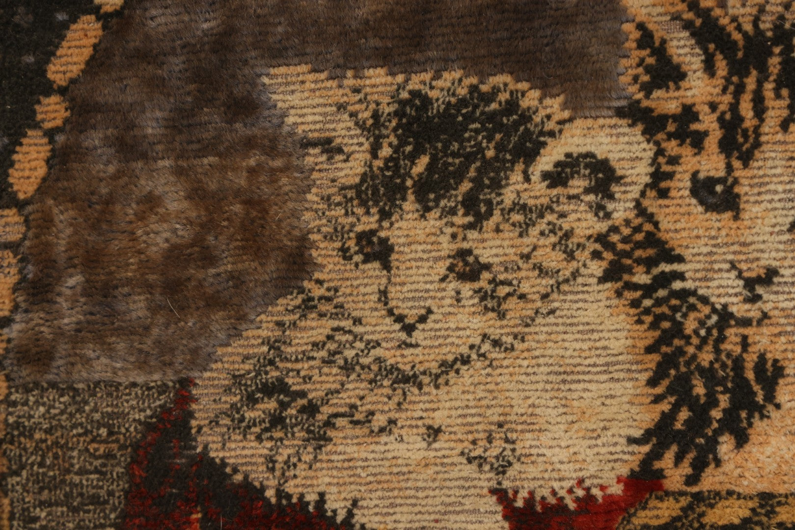 Lot 017 - Vintage Embroidery Of Three Kittens In A Basket With A Red Blanket, Antique Gold Gesso Frame, 21-1/2" x 18-1/4"