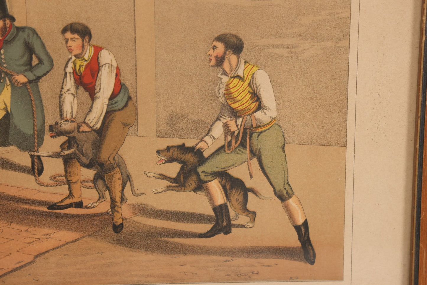 Lot 018 - Antique Hand Colored Lithograph Entitled "Bear Baiting" With Bear Eating, Baited By Dogs, Published By T. Mclean, 1820, Likely A Later Printing, In Frame, 15-3/8" x 11-3/4"