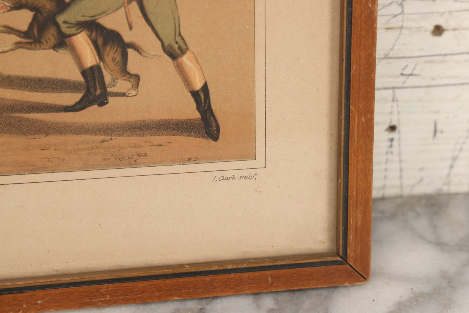 Lot 018 - Antique Hand Colored Lithograph Entitled "Bear Baiting" With Bear Eating, Baited By Dogs, Published By T. Mclean, 1820, Likely A Later Printing, In Frame, 15-3/8" x 11-3/4"