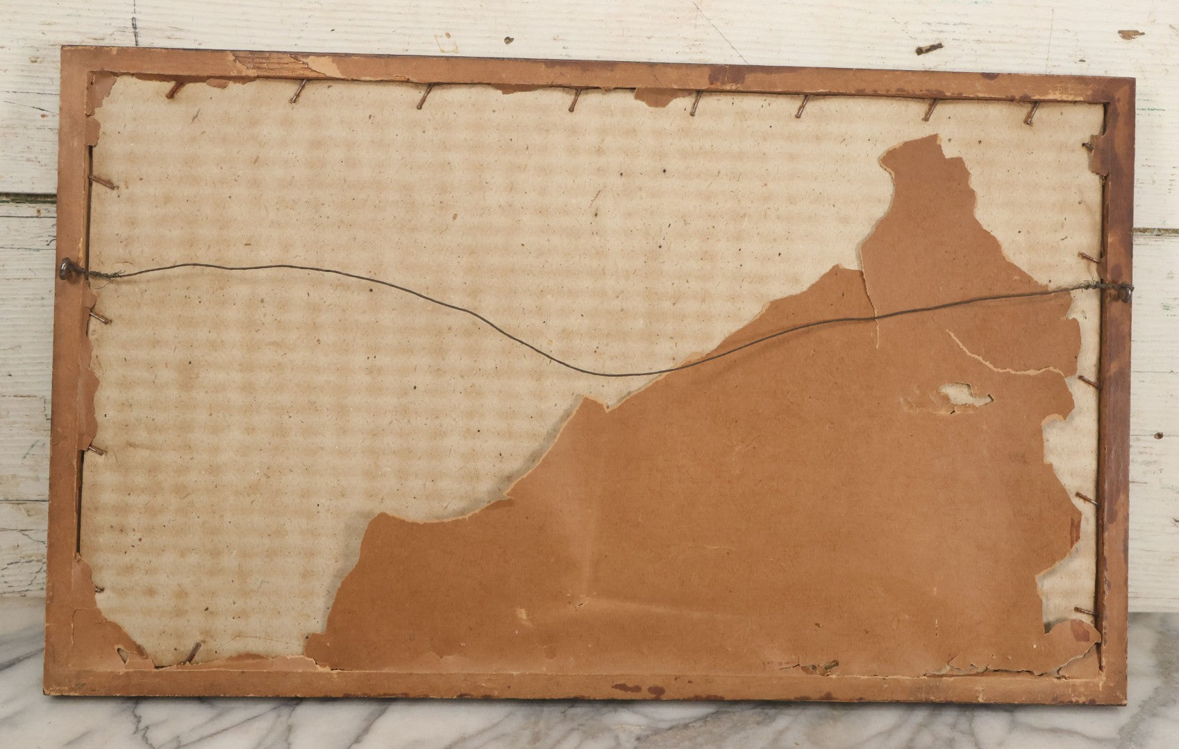 Lot 021 - Antique Framed Photograph Of The Crew Of A U.S. Navy Battleship With Sailors And Officers On Deck, With Gun Turret, 20-1/2" x 12-1/4"