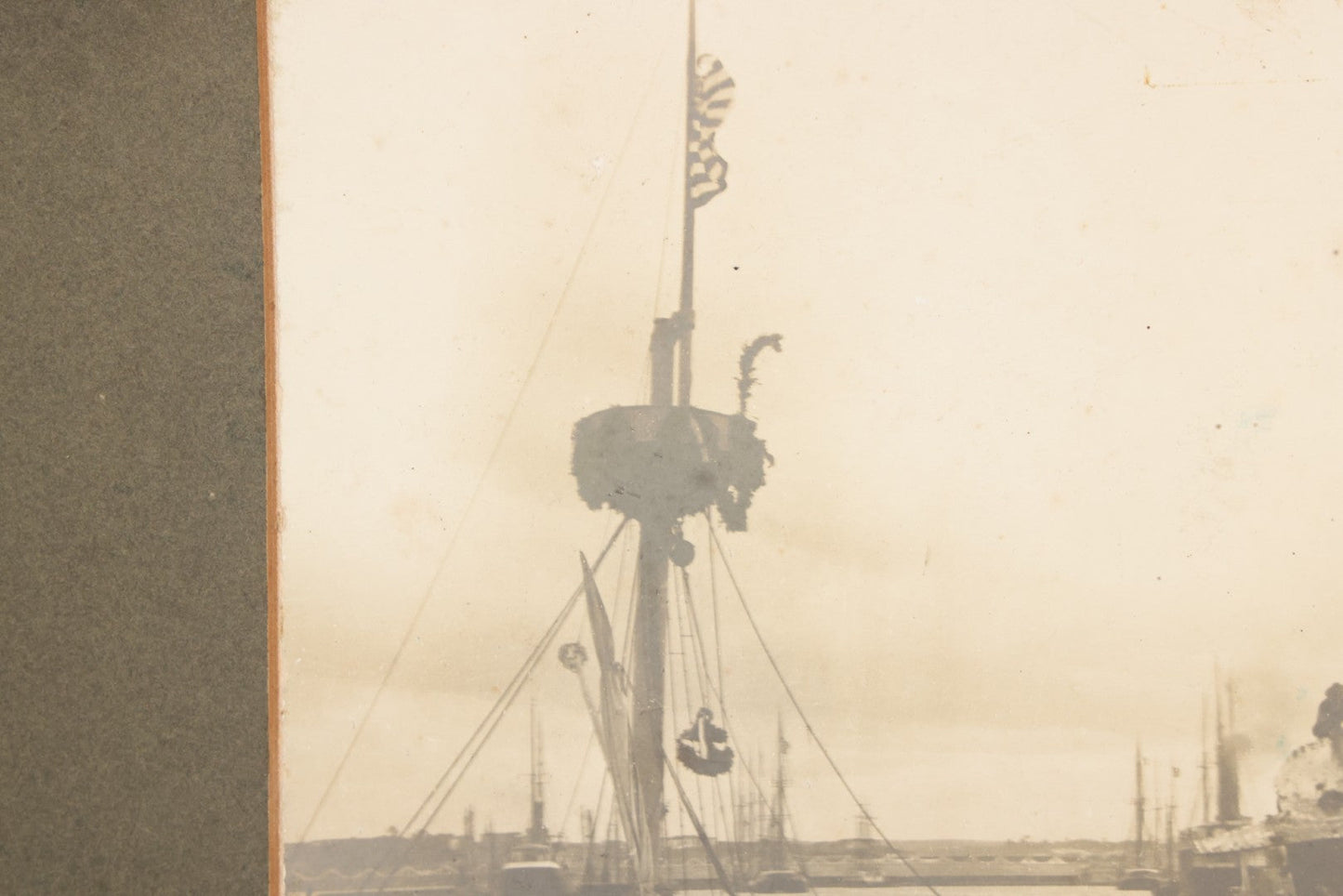 Lot 022 - Antique Boarded Photograph Of The Aftermath Of The Sinking Of The U.S.S. Maine, Havana Harbor, Cuba, 1898, Event That Sparked The Spanish-American War, 17" x 13-1/4"