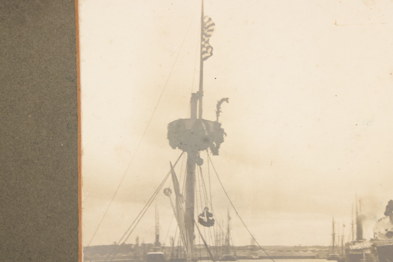 Lot 022 - Antique Boarded Photograph Of The Aftermath Of The Sinking Of The U.S.S. Maine, Havana Harbor, Cuba, 1898, Event That Sparked The Spanish-American War, 17" x 13-1/4"
