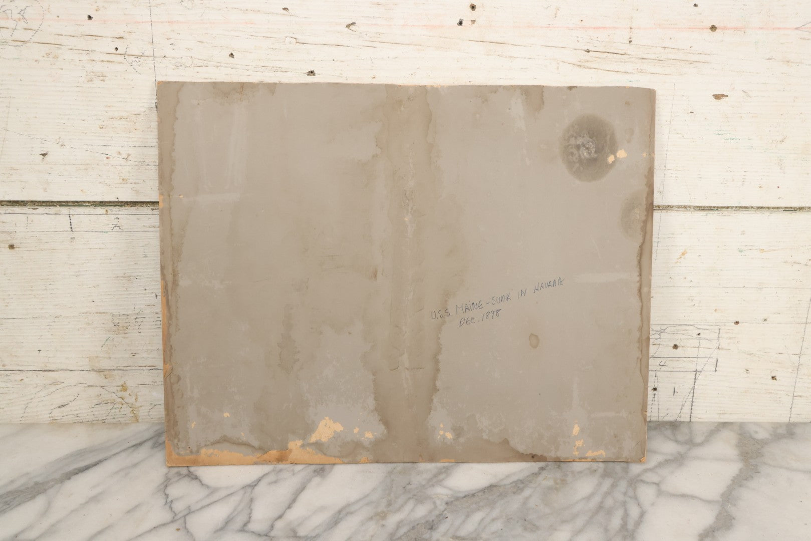 Lot 022 - Antique Boarded Photograph Of The Aftermath Of The Sinking Of The U.S.S. Maine, Havana Harbor, Cuba, 1898, Event That Sparked The Spanish-American War, 17" x 13-1/4"