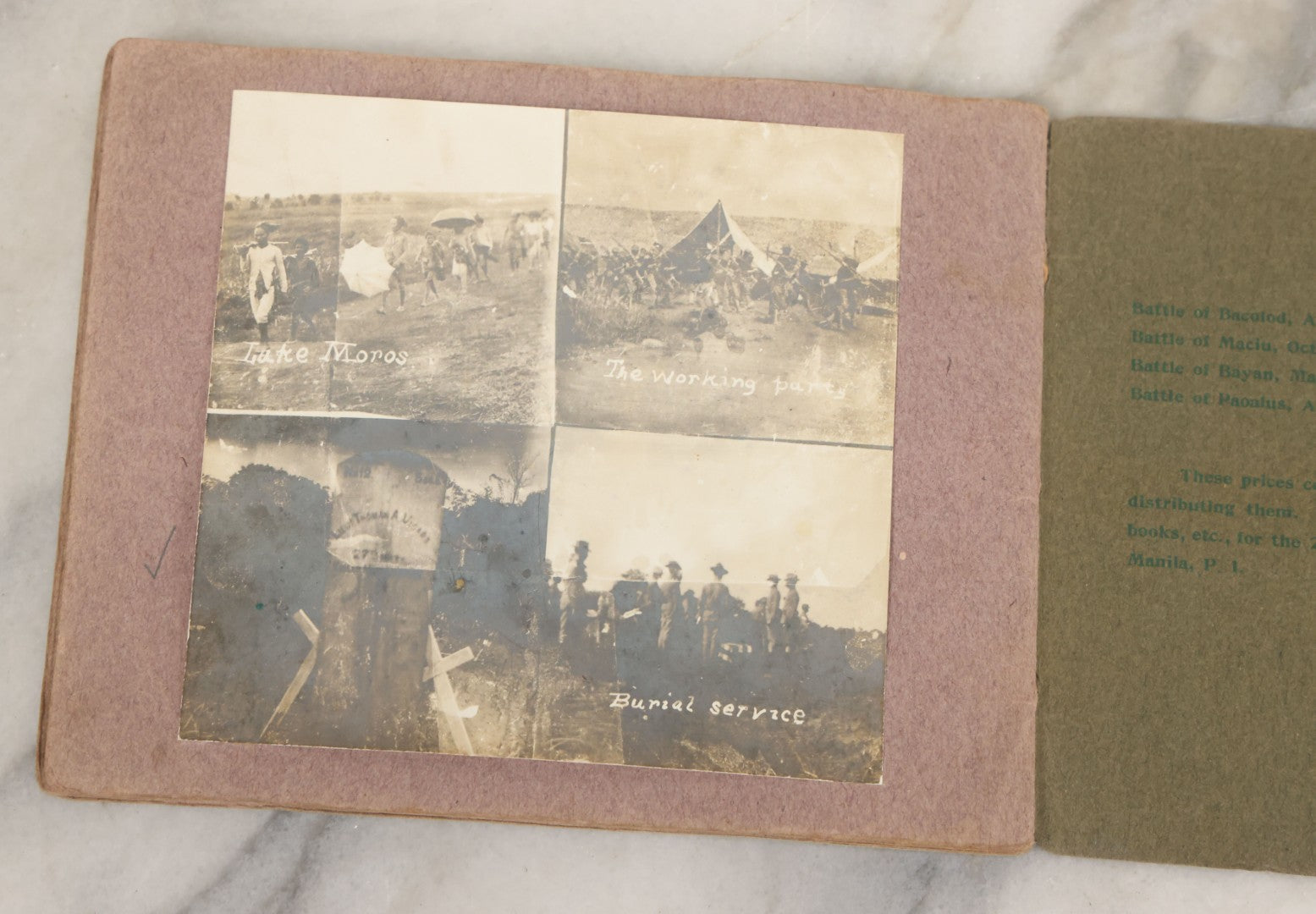 Lot 023 - Antique Photograph Booklet Album Of Photographs Of The Battle Of Bayan, Island Of Mindanao, Philippines, 1902, With 26 Photos
