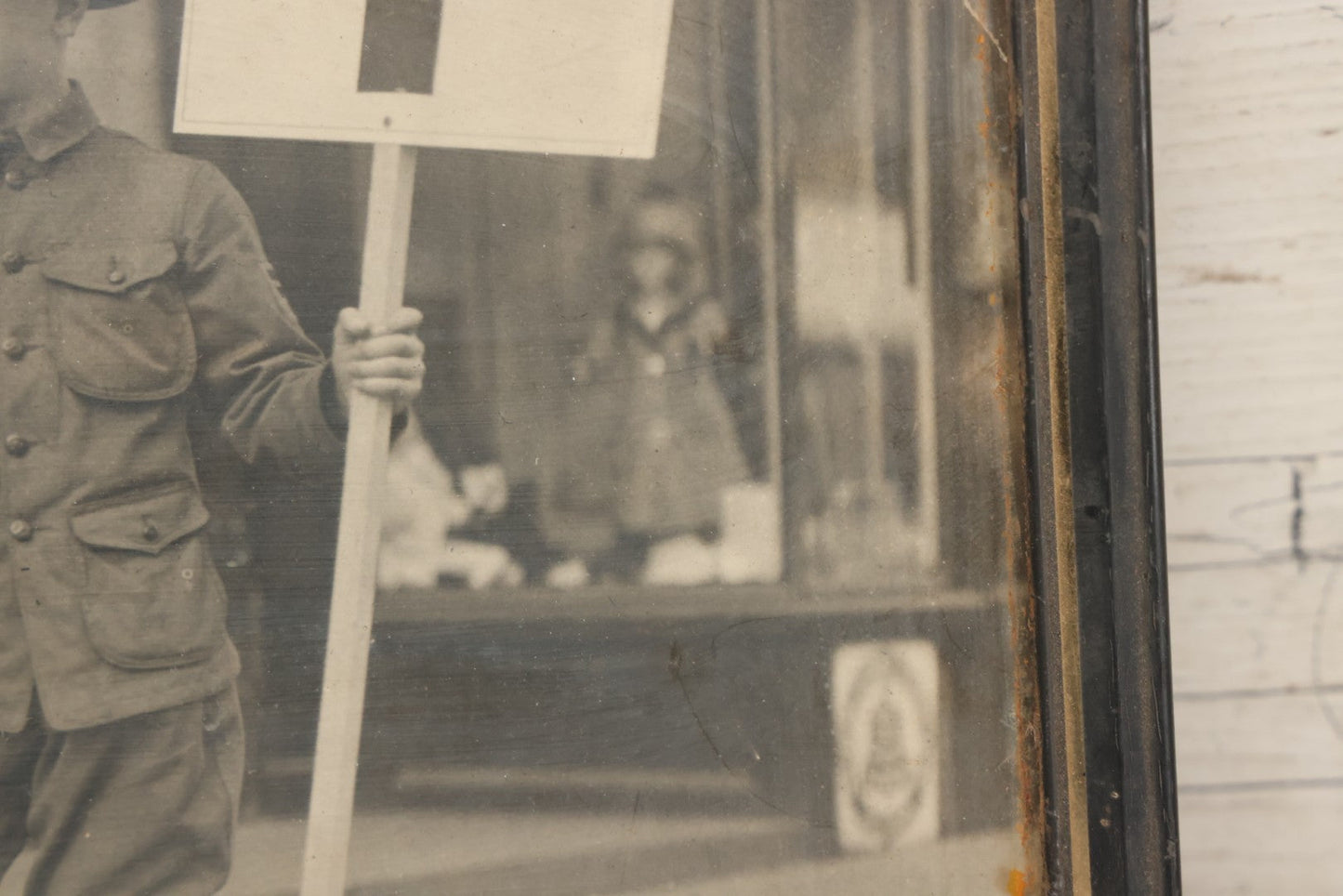 Lot 024 - Antique Framed Photograph Of Red Cross Volunteers Soliciting Donations, Support, Including Boy Scout Identified As William Bell, Circa 1916, 14-1/8" x 11-1/4"