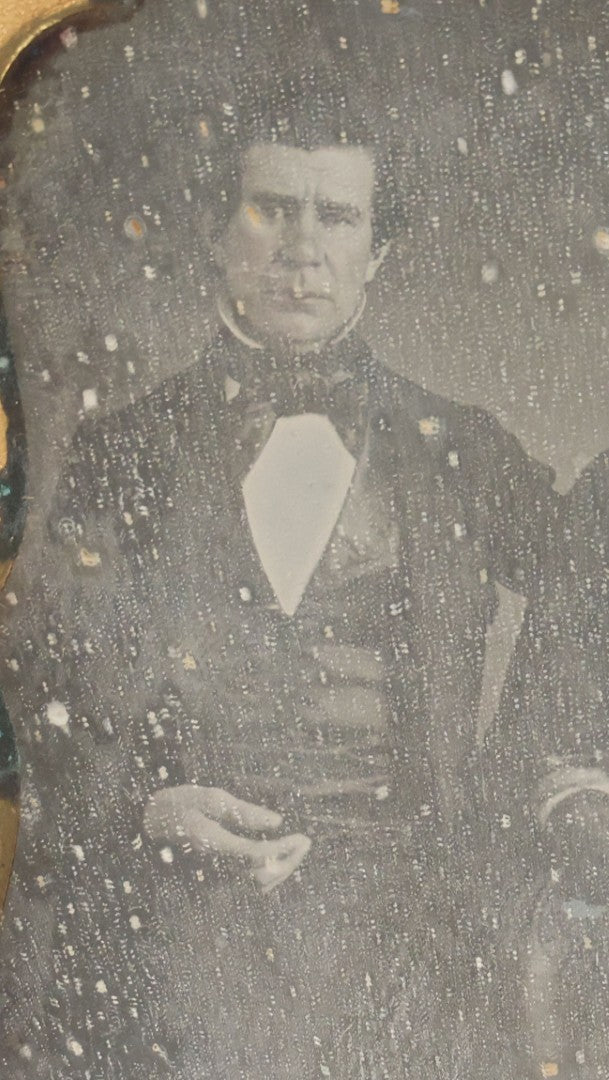 Lot 025 - Antique 1/4 Plate Daguerreotype Photograph Of William Dickerman And Caroline Eliza Mayhew, Married December 25Th, 1839, With Other Biographical Dates, In Full Split Leatherette Union Case