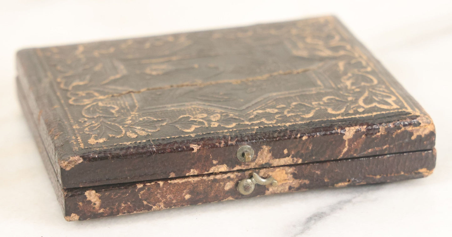 Lot 027 - Antique 1/6th Plate Daguerreotype Photograph Of Leverett Dickerman, Born 1779, Died 1861, In Full Intact Leatherette Union Case, Husband Of Pamelia