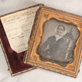 Lot 028 - Antique 1/6th Plate Daguerreotype Photograph Of Pamelia Holeshkiss Dickerman, Born 1785, Died 1866, In Full Split Leatherette Union Case, Wife Of Leverett