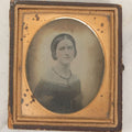 Lot 029 - Antique 1/6th Plate Ambrotype Photograph Of A Young Woman Identified Only As "Beautiful" With Handwritten Note On Verso, In Half Leatherette Union Case, With Faint Tinting