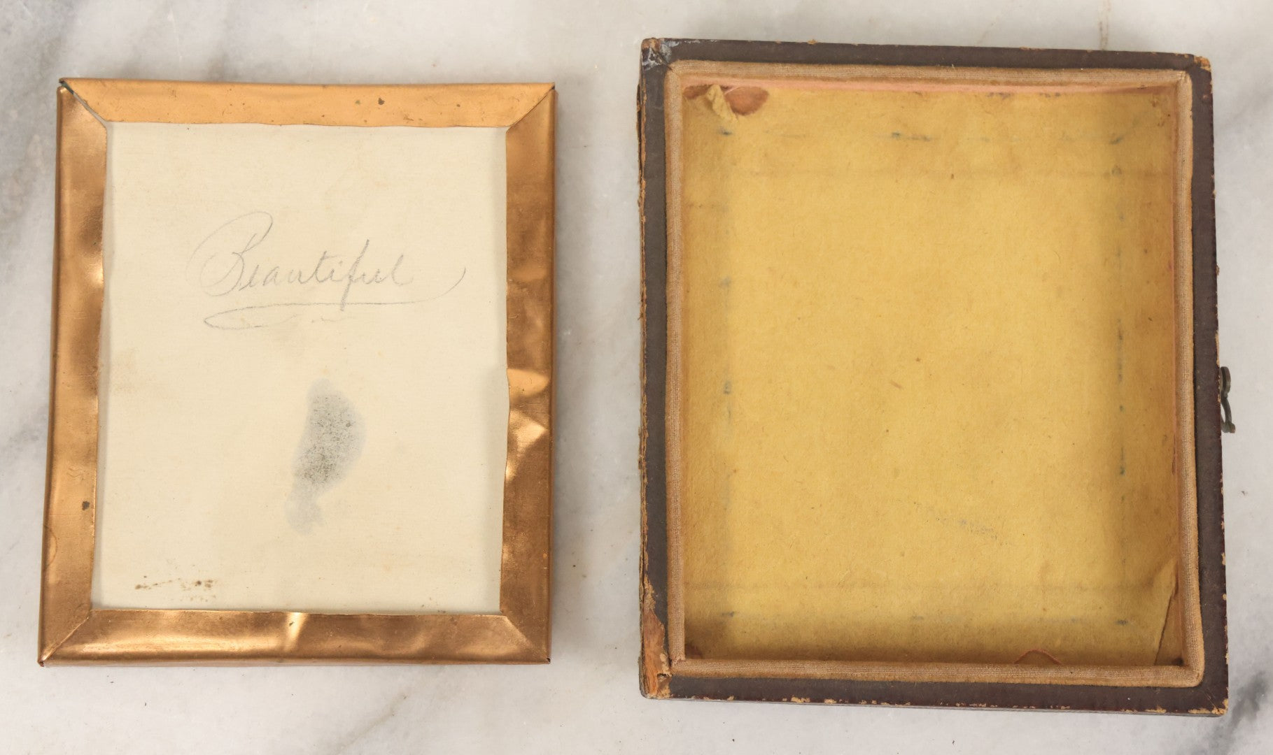 Lot 029 - Antique 1/6th Plate Ambrotype Photograph Of A Young Woman Identified Only As "Beautiful" With Handwritten Note On Verso, In Half Leatherette Union Case, With Faint Tinting