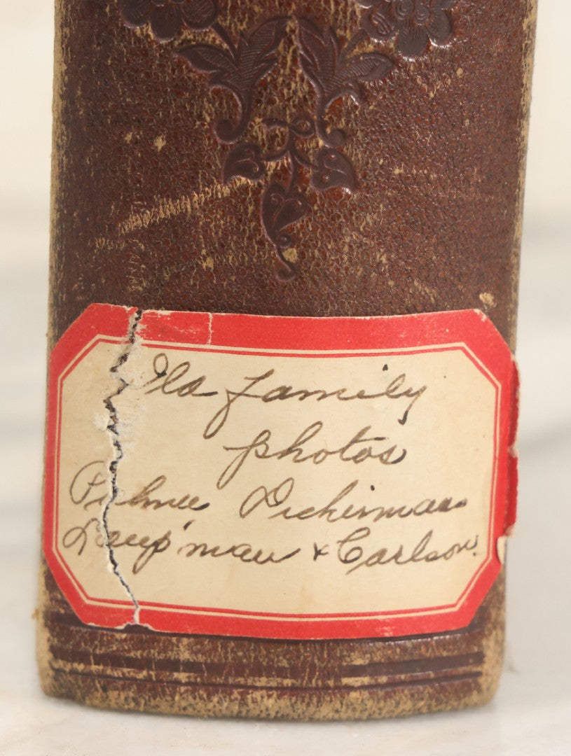 Lot 030 - Antique 19th Century Family Photo Album With Photographs Of The Dickerman, Palmer, And Mayhew Family, With 25 Carte De Visite C.D.V. Photographs And 10 Tintype Photographs, Note Binding Wear, Loosening