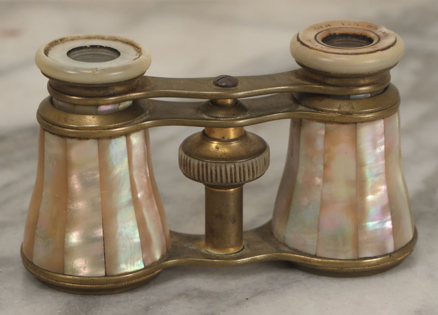 Lot 035 - Antique Mother Of Pearl Coated Opera Glasses Binoculars With Case, Marked William A. Rutster, Sheboygan, Wisconsin, Note Missing Nameplate, Right Side Lens, Working Condition