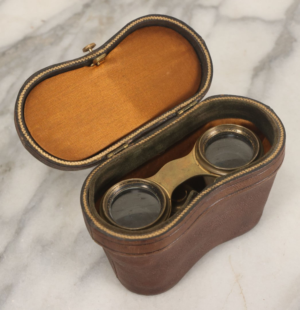 Lot 035 - Antique Mother Of Pearl Coated Opera Glasses Binoculars With Case, Marked William A. Rutster, Sheboygan, Wisconsin, Note Missing Nameplate, Right Side Lens, Working Condition