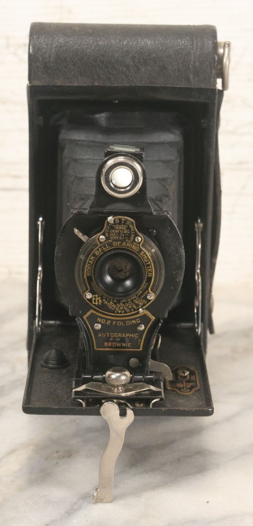 Lot 036 - Antique Kodak No. 2 Folding Autographic Brownie Film Camera In Original Box With Paperwork