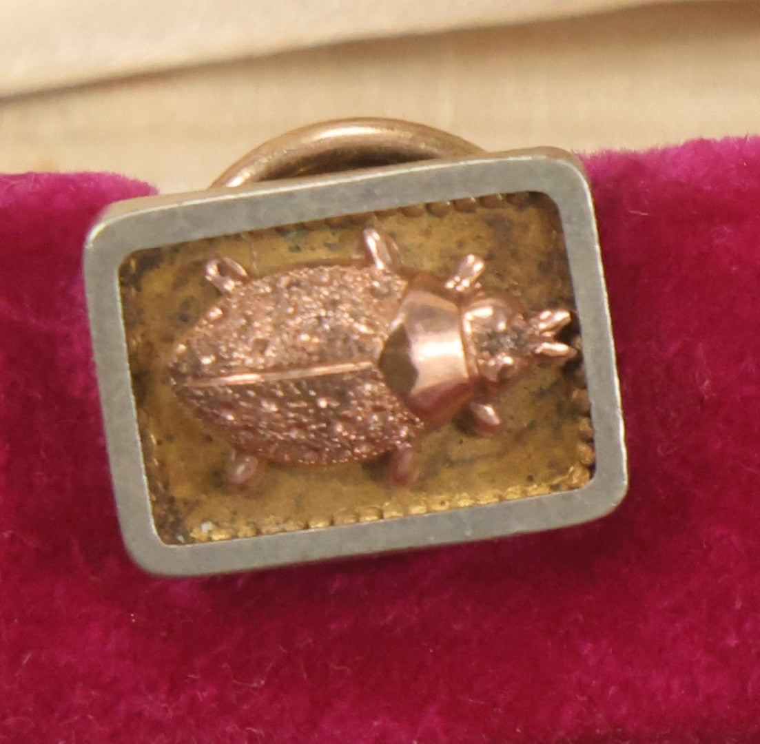 Lot 037 - Pair Of Vintage Lady Bug Or Other Insect Cufflinks In Original Box, Unsigned