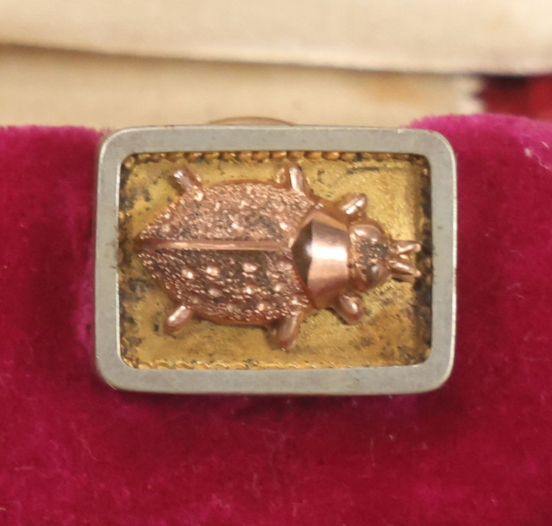 Lot 037 - Pair Of Vintage Lady Bug Or Other Insect Cufflinks In Original Box, Unsigned