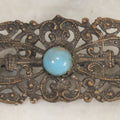 Lot 039 - Antique Metal Belt Loop Accessory With Faux Turquoise Gems, Ornate Design