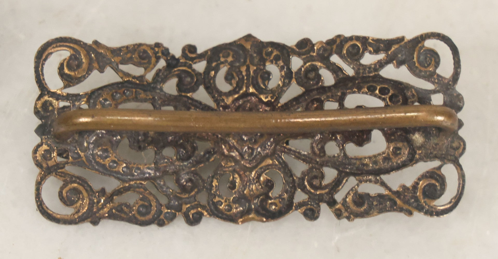 Lot 039 - Antique Metal Belt Loop Accessory With Faux Turquoise Gems, Ornate Design